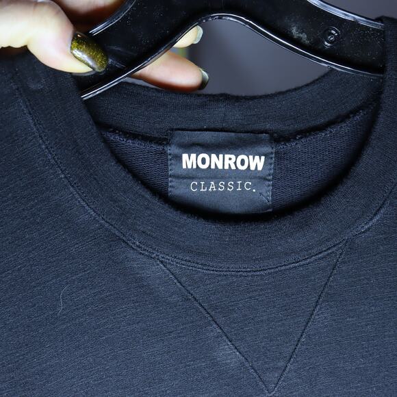 Monrow Classic Black Crewneck Sweatshirt – Size Small - Picture 3 of 4